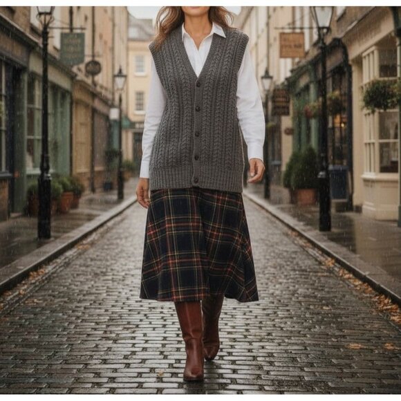 Vintage Pavo Real 100% Alpaca Wool Gray Womens Cardigan Sweater Vest Size Large - Picture 5 of 8